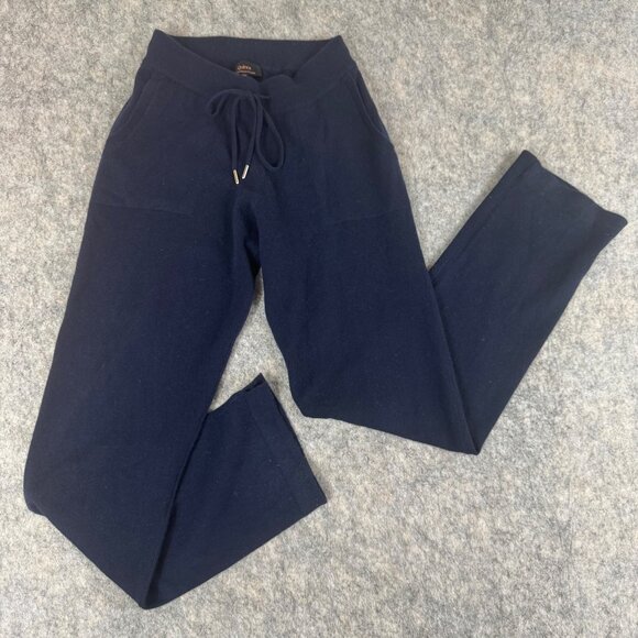 Quince Navy Cashmere Pants Straight Leg XS Pockets Drawstring Lounge - Picture 1 of 14